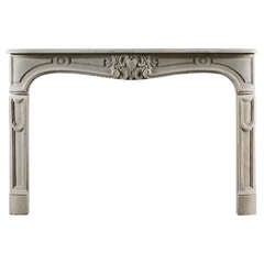 Antique Louis XV Style Limestone Fireplace Mantel 4