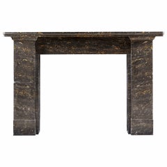 19th Century Fireplace Mantel in Solid Portoro Nero Marble