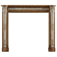 Antique Louis XVI Brocatelle and Statuary Marble Fireplace