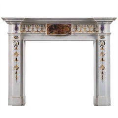 George III Statuary Marble and Fluorspar Inlaid Fireplace Mantel
