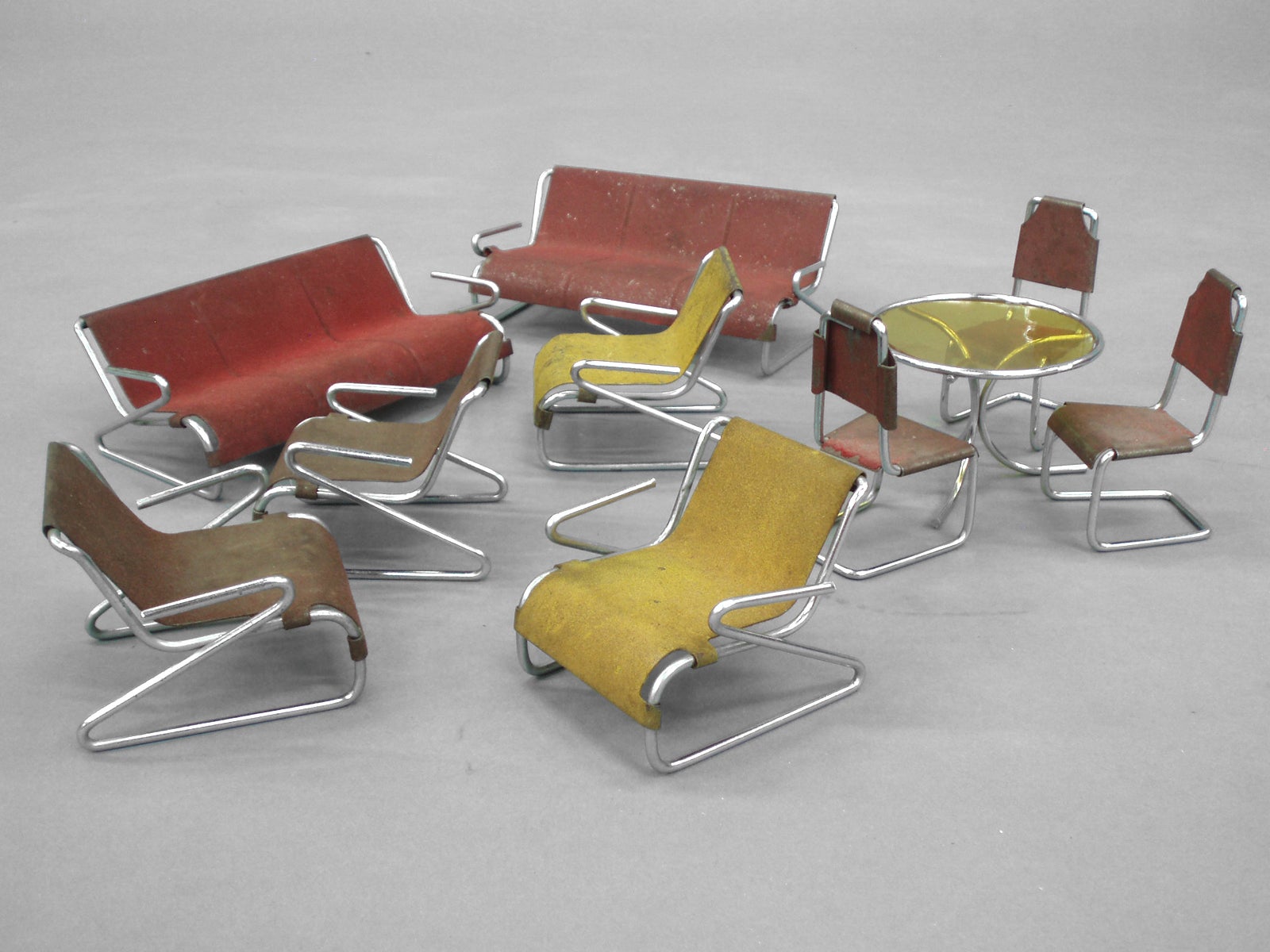 Art Moderne Deco Chrome Doll House Furniture