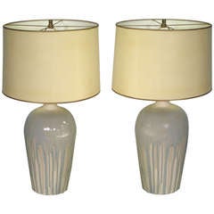 Pair of Glaze Over Bisque Desert Toned Table Lamps