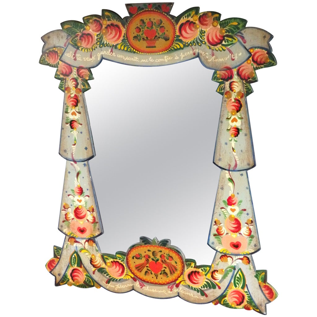 Rare Cape Cod Folk Painted Mirror by Peter Hunt