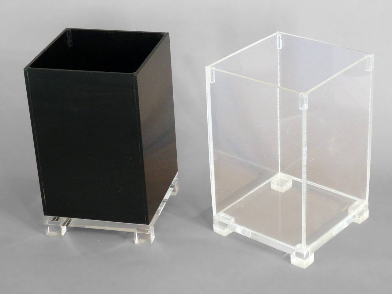 Pair of Lucite Trash Cans