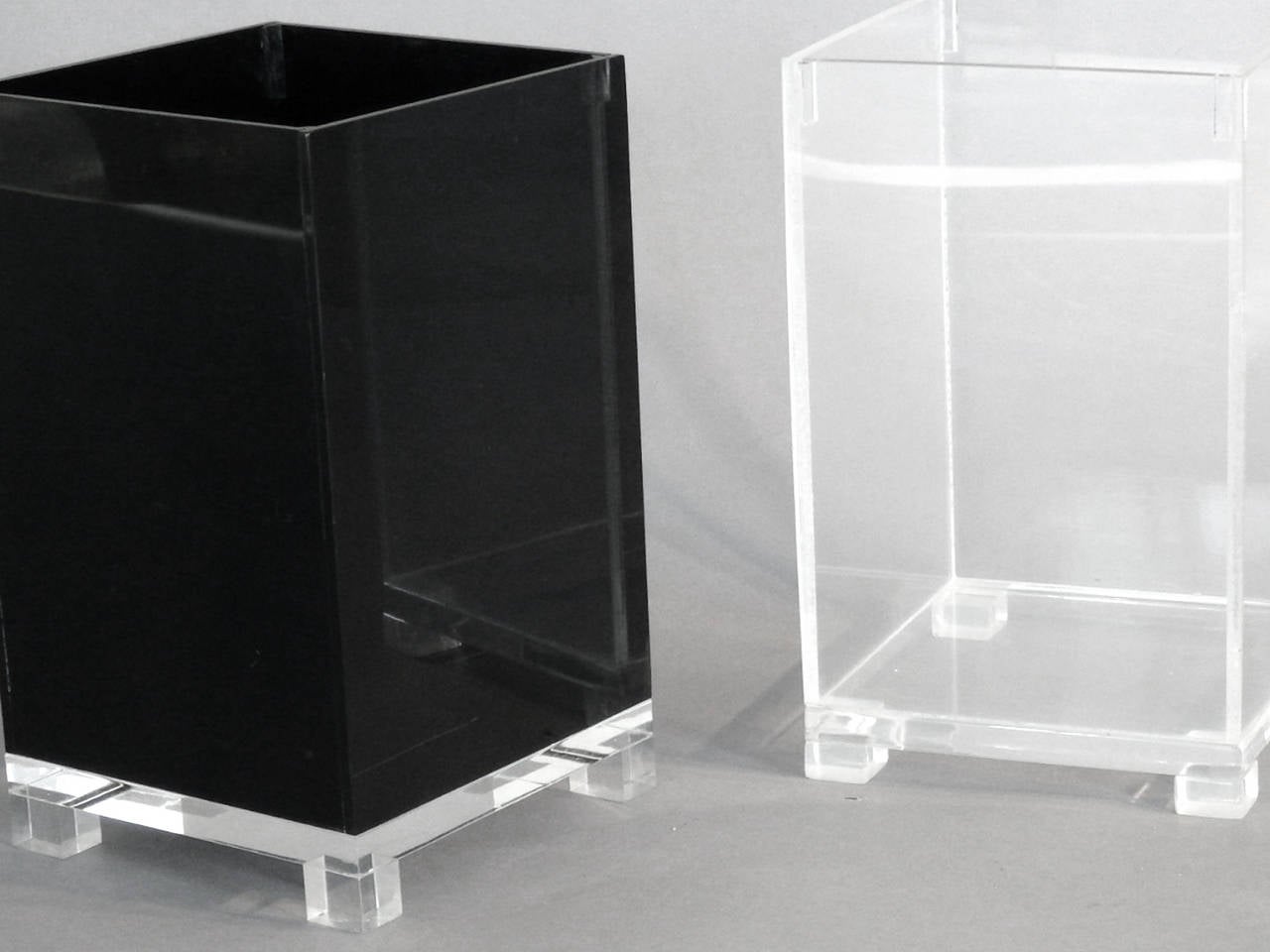 Pair of Lucite Trash Cans at 1stDibs