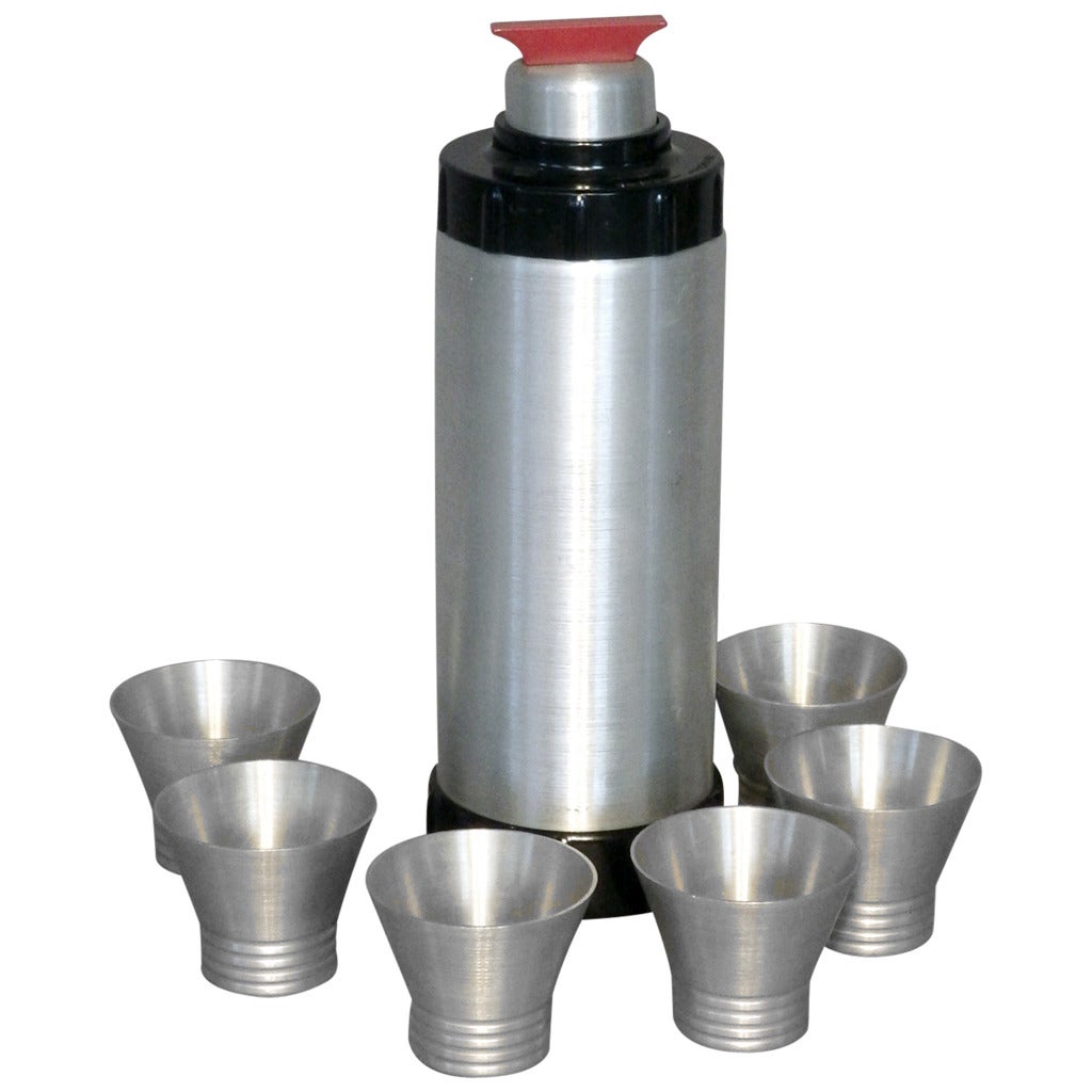 Machine Age Aluminum with Bakelite Cocktail Shaker Set