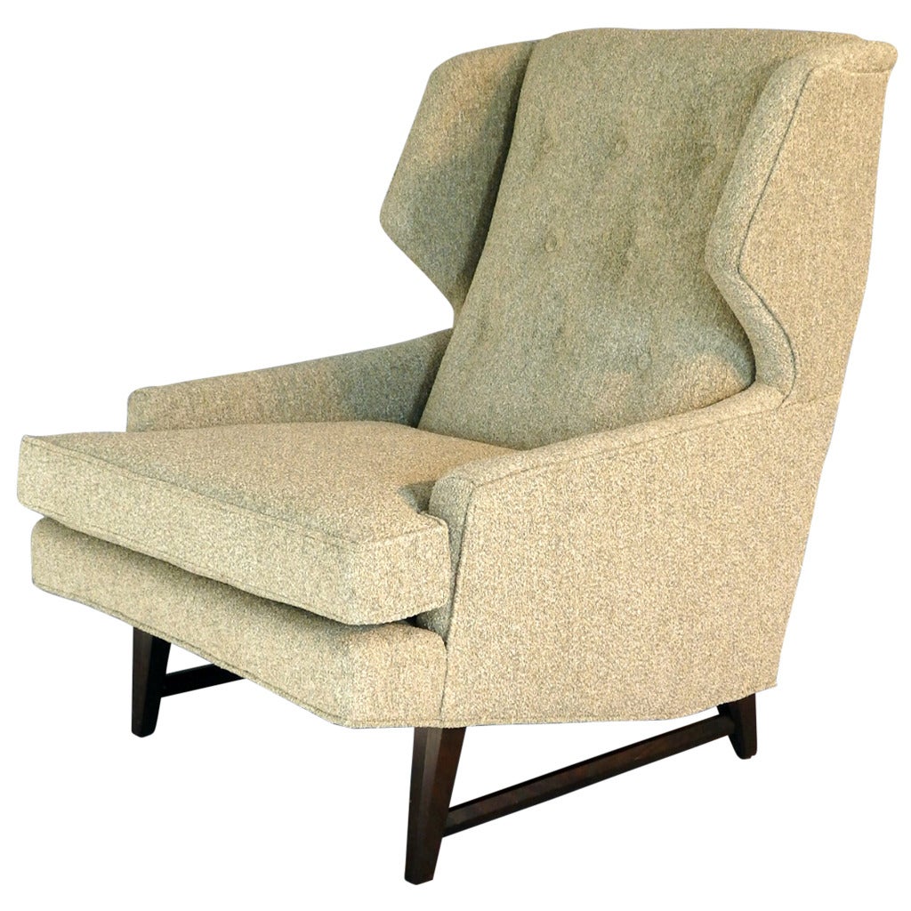 Style of Edward Wormley Modernist Wing Chair