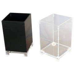 Pair of Lucite Trash Cans