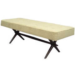 Upholstered Walnut Frame Bench by Robsjohn-Gibbings