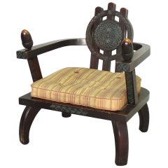 Carved and Stained Oak Lounge Chair by Ettore Zaccari