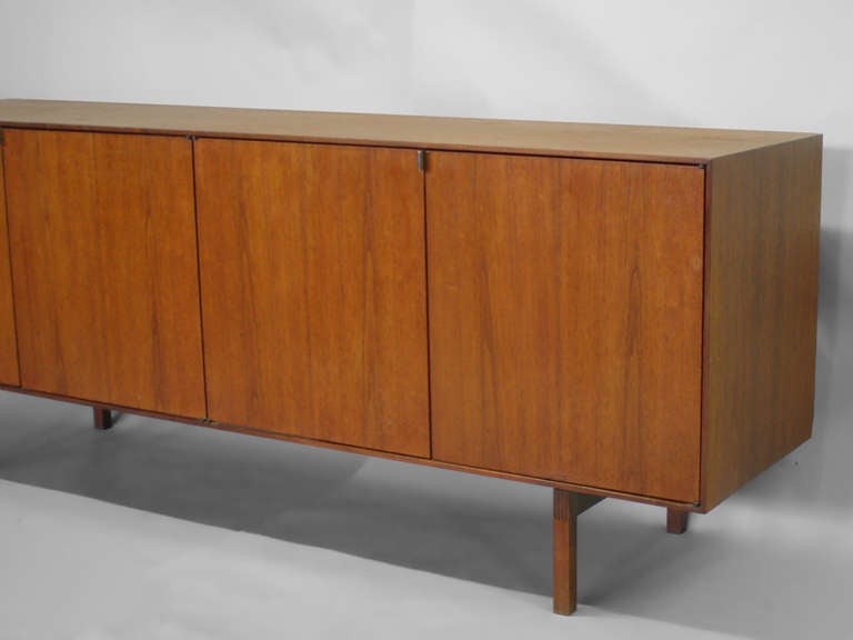 American Four-Door Teak Credenza with Adjustable Shelves by Florence Knoll