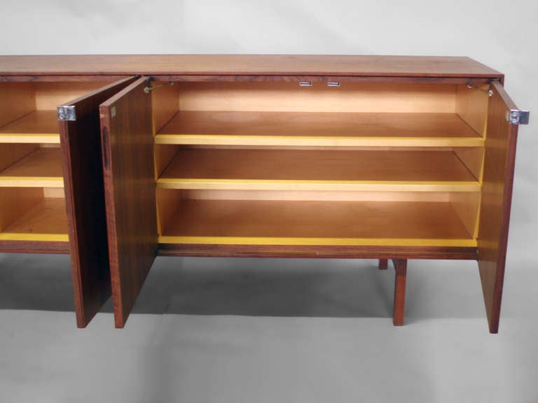 Four-Door Teak Credenza with Adjustable Shelves by Florence Knoll In Excellent Condition In Ferndale, MI