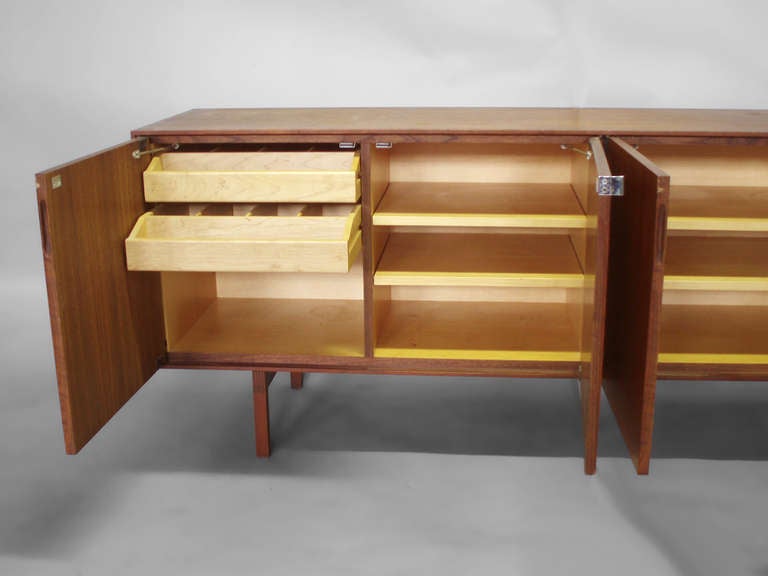 Late 20th Century Four-Door Teak Credenza with Adjustable Shelves by Florence Knoll
