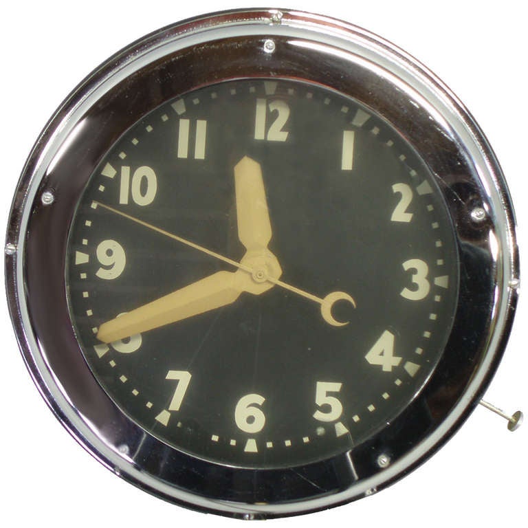Chrome Trimmed Neon Clock by GloDial Co. Los Angeles, California For