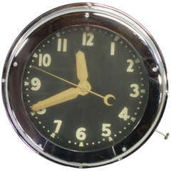 Chrome Trimmed Neon Clock by Glo-Dial Co. Los Angeles, California 2