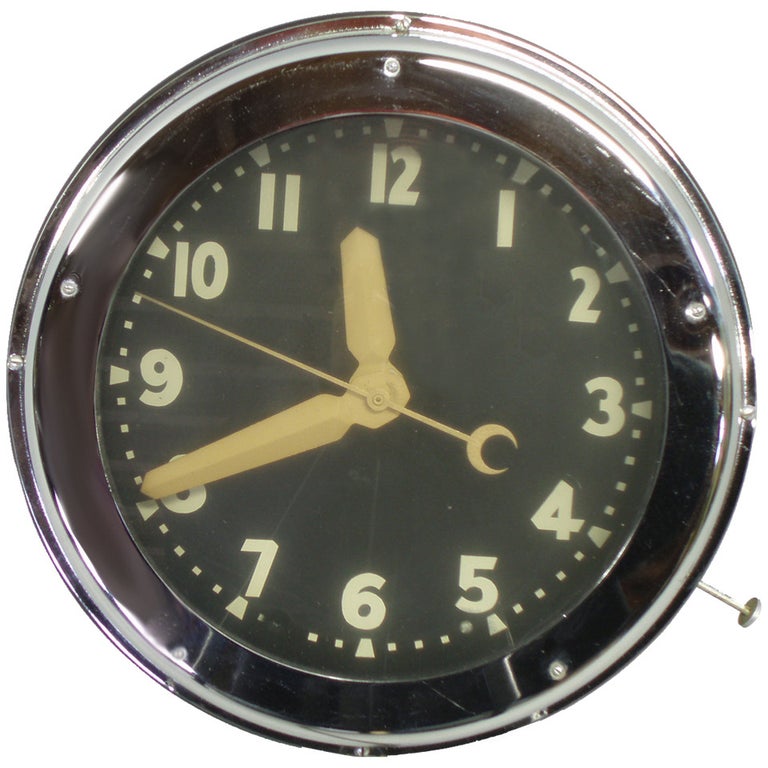 Chrome Trimmed Neon Clock by GloDial Co. Los Angeles, California For Sale at 1stDibs glo dial