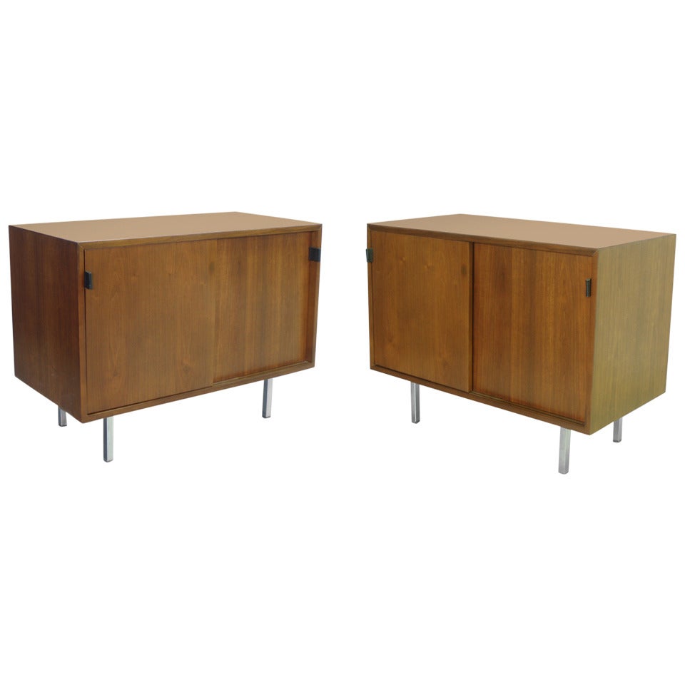 Pair of Walnut Cabinets by Florence Knoll for Knoll