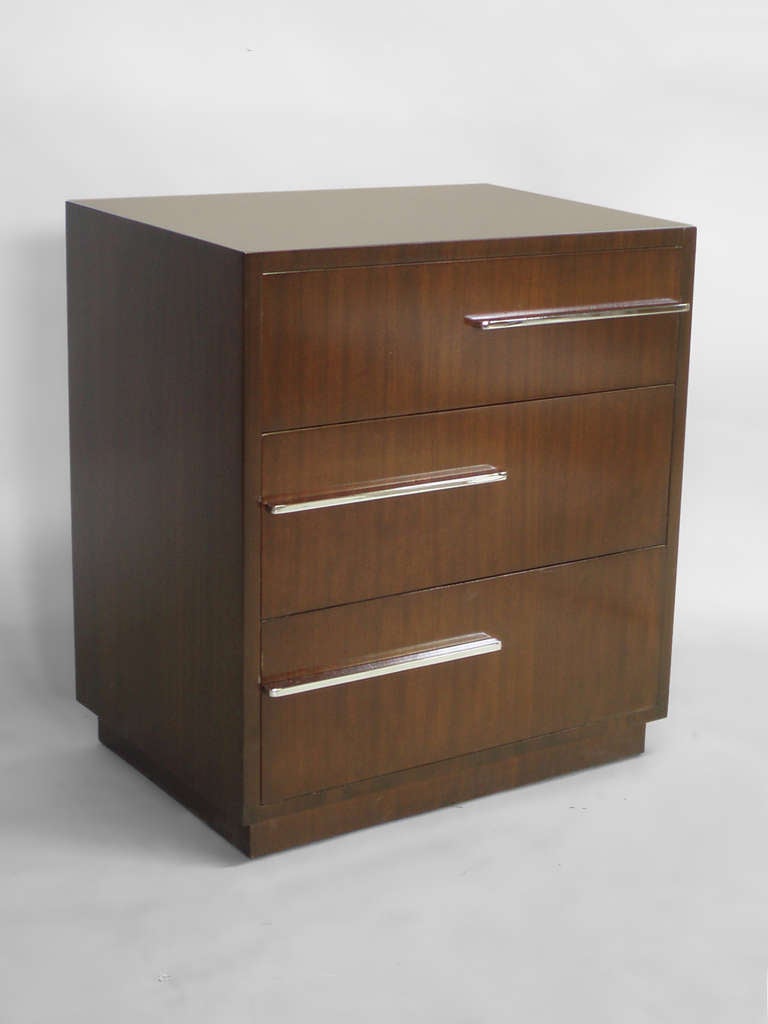 Machine Age Walnut with Chrome Art Deco Moderne Cabinet Style of Donald Deskey For Sale