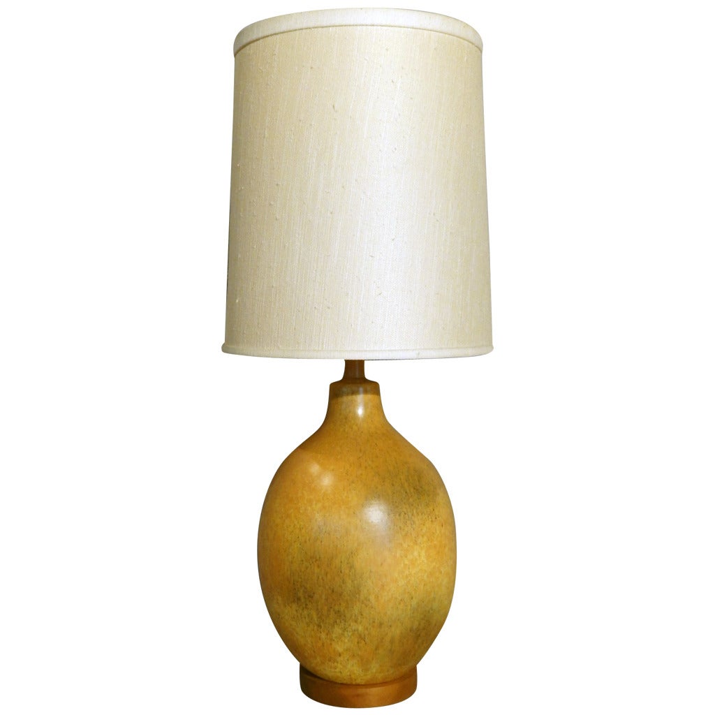 Nicely Glazed Large Warm Tone Table Lamp For Sale