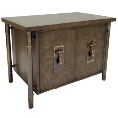 Brass Trimmed Burl Cabinet, Mastercraft by Baker