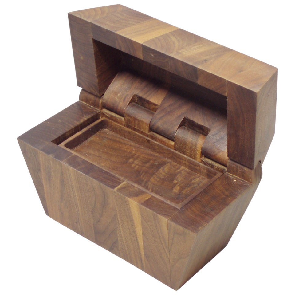 Studio Built Walnut Dresser Box with Exposed Hinge For Sale
