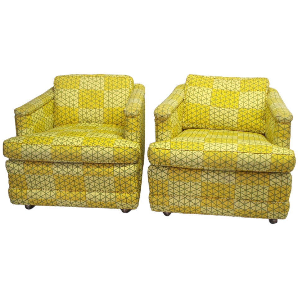 Pair of Pull Away Lounge Chairs by Henredon Furniture