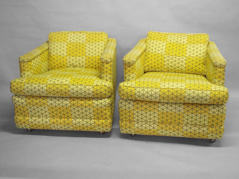 American Pair of Pull Away Lounge Chairs by Henredon Furniture