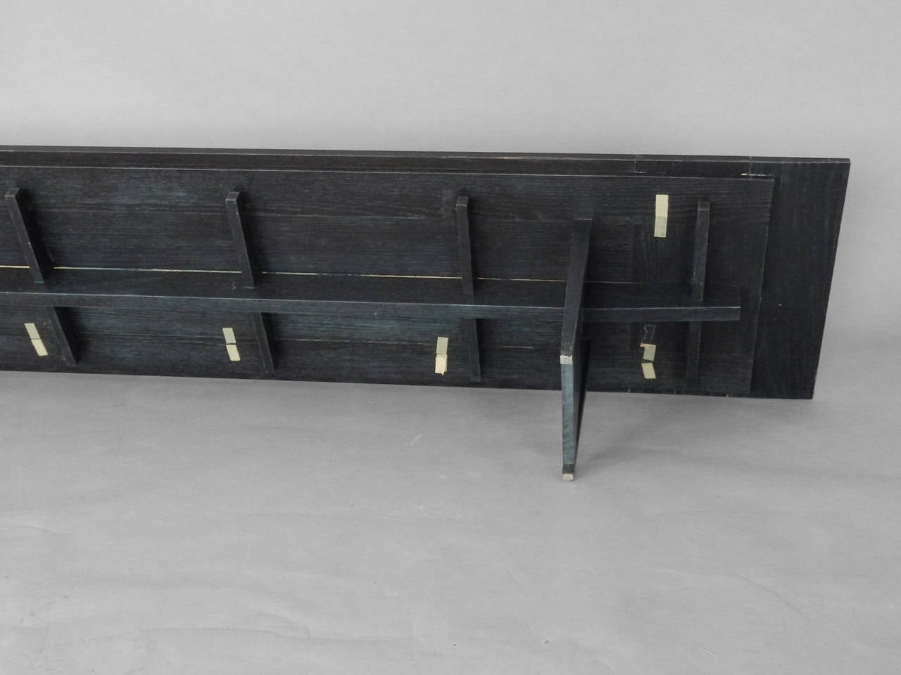 American Extra Long Architecturally Structured Ebonized Bench