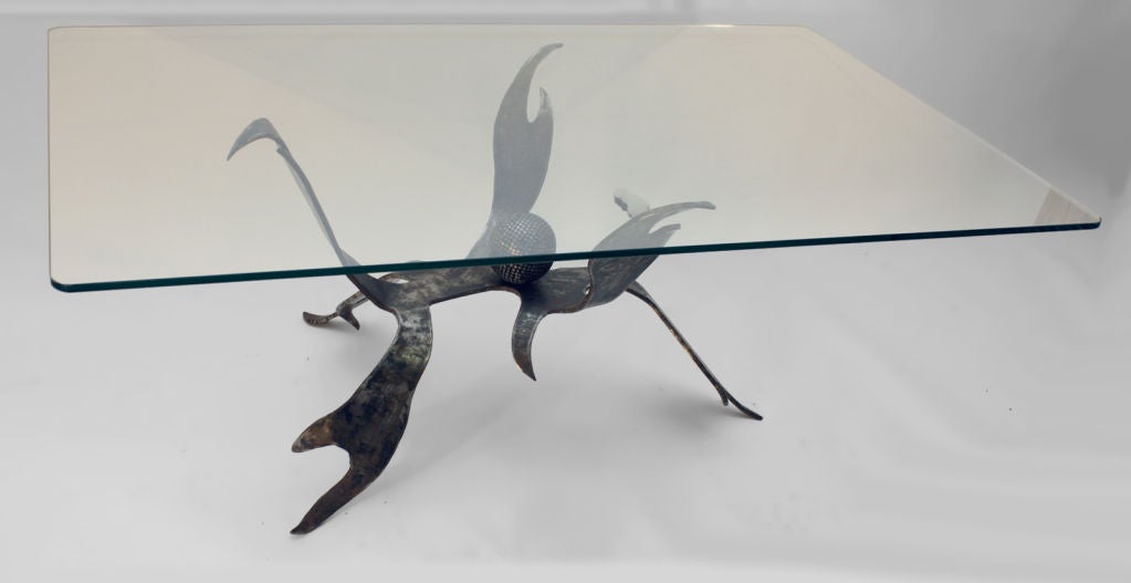 Brutalist School Glass Top Coffee table