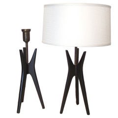 Pair of Wood Based Lamps In the Style of Isamu Noguchi