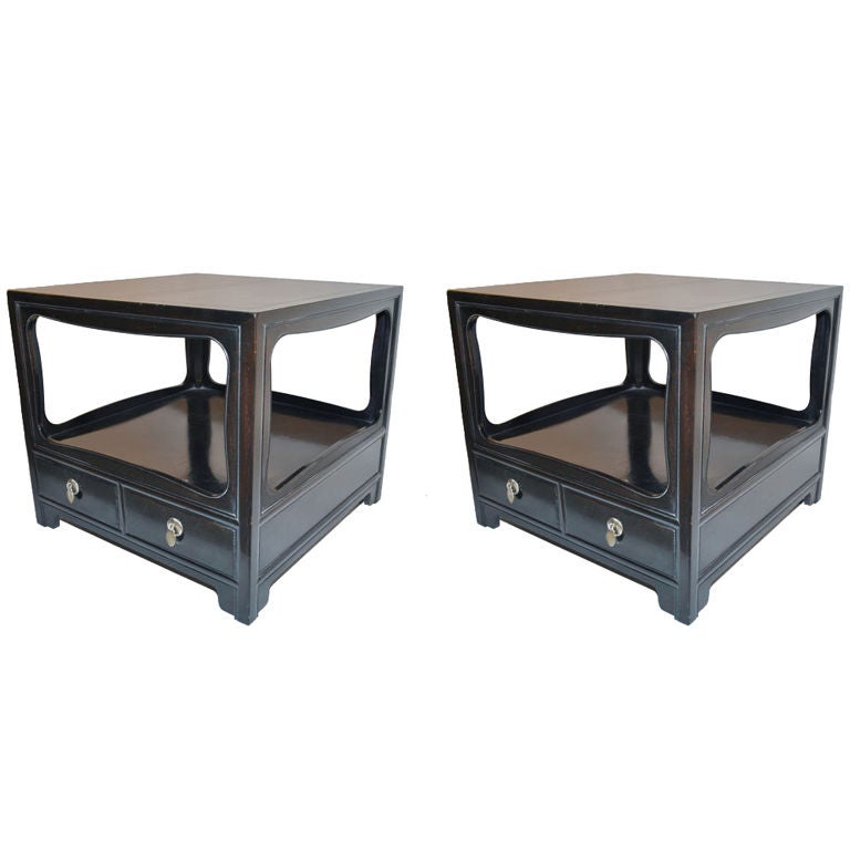 Pair of Michael Taylor for Baker Far East collection Lamp Tables