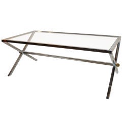 Chrome and Glass "X" base coffee table