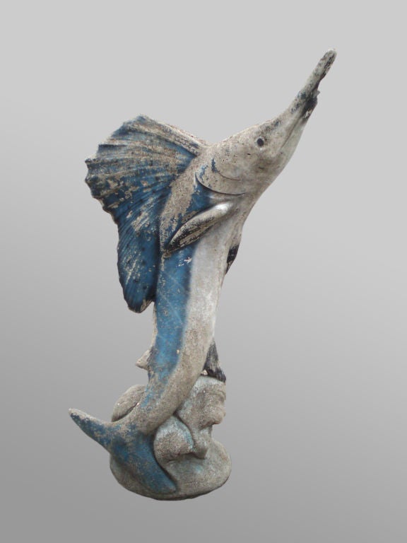 Cement Sailfish Sculpture Yard Art, Formerly Fountains.<br />
$2400.00 each (2 available)