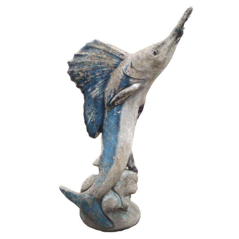 Cement Sailfish Sculpture Yard Art