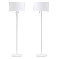 Pair of White Lacquered Nessen Floor Lamps