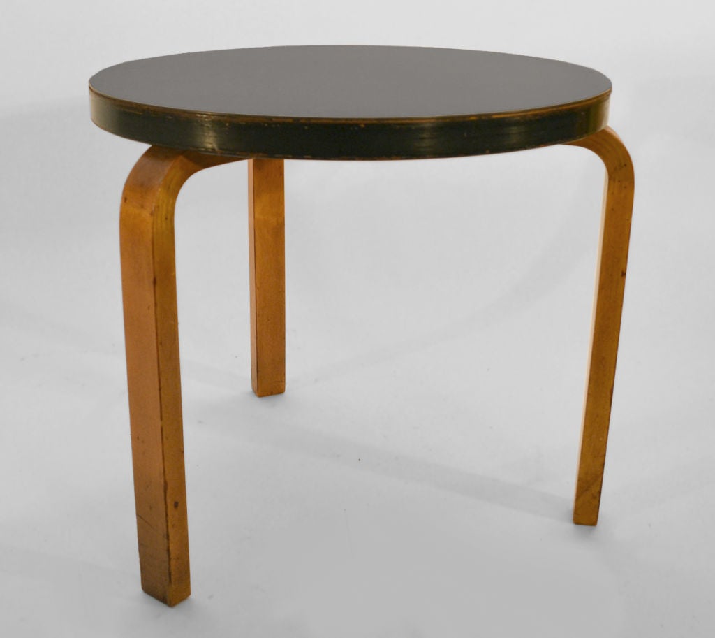 Alvar Aalto Finsven Black Laminate Top Blond Bent Wood Legs