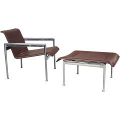 Aluminum Frame Leather Chair with Ottoman by Richard Schultz