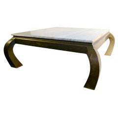Asia Modern Travertine Top Brass base square coffee table
