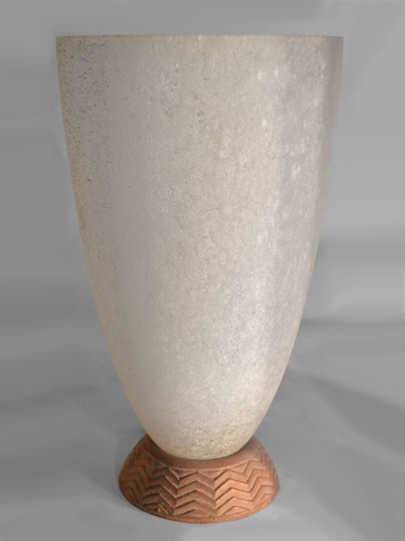 Italian Pair Coroso Finish Murano Glass Urn form lamps