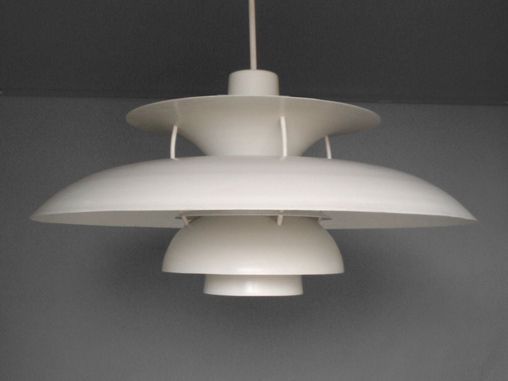 Monumental Poulson PH5 Style Spun Aluminum Hanging Lamp 
for Sterner Lighting. 48