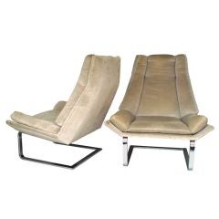 Pair of Tall Back Cantilever Reading Chairs by DIA