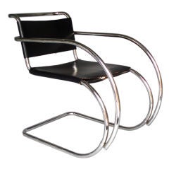 Stainless Frame Leather Sling MR Lounge Chair Mies Van der Rohe