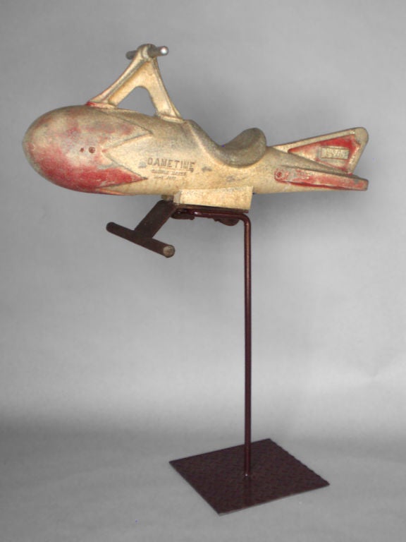 Cast Aluminum Atomic Age Rocket Ride on Custom Stand
