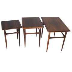 Nest of Three Rosewood Tables Attributed to Hans J. Wegner