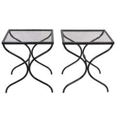Pair of Wrought Iron and Mesh Side Tables by Russell Lee Woodard