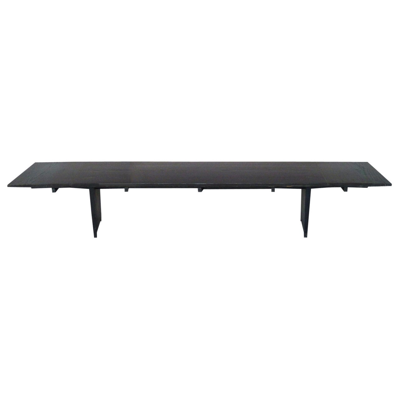 Extra Long Architecturally Structured Ebonized Bench