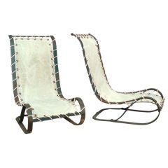 Pair of Cantilever Spring Steel Poolside Lounge Chairs