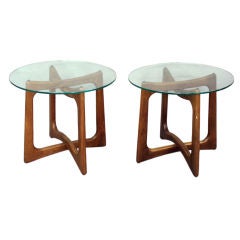 Pair of Walnut and Glass Side Tables by Adrian Pearsall