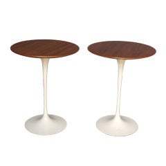 Pair of Walnut Top Tulip Table by Eero Saarinen for Knoll
