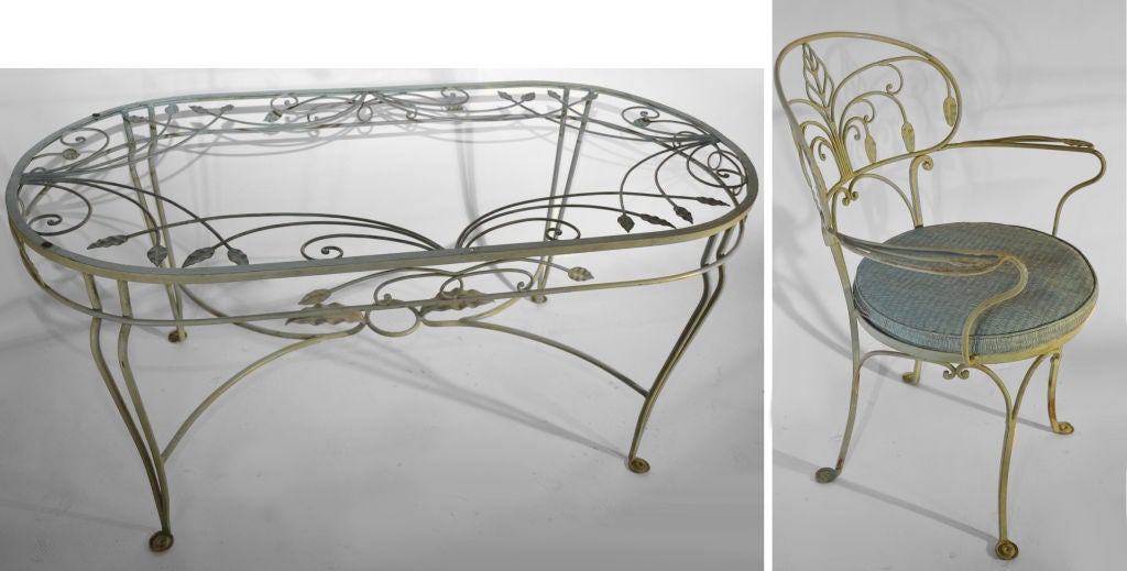 7 piece Iron Patio Set Oval table - 6 chairs 2 arm, 4 side